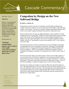 Congestion by Design on the New Sellwood Bridge
