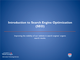 Introduction to Search Engine Optimization (SEO)