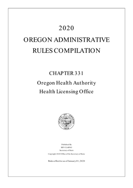 2020 Oregon Administrative Rules Compilation