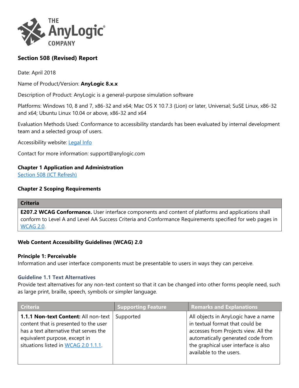 Section 508 (Revised) Report