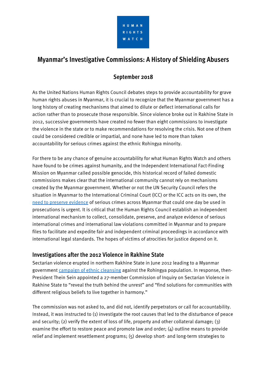 Myanmar's Investigative Commissions