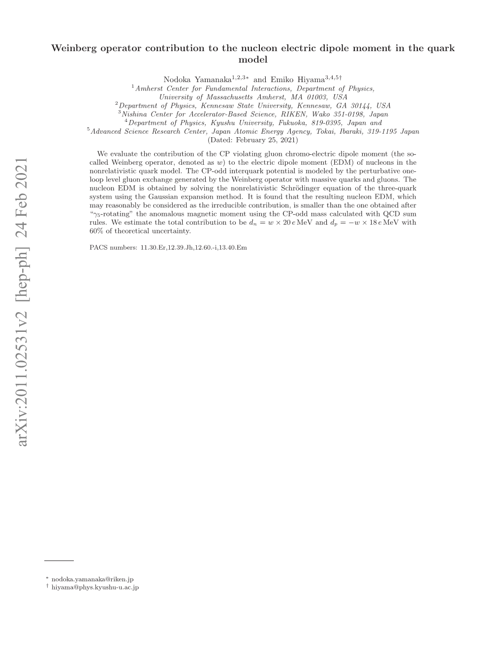 Arxiv:2011.02531V2 [Hep-Ph]