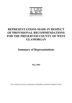 West Glamorgan Summary of Representations