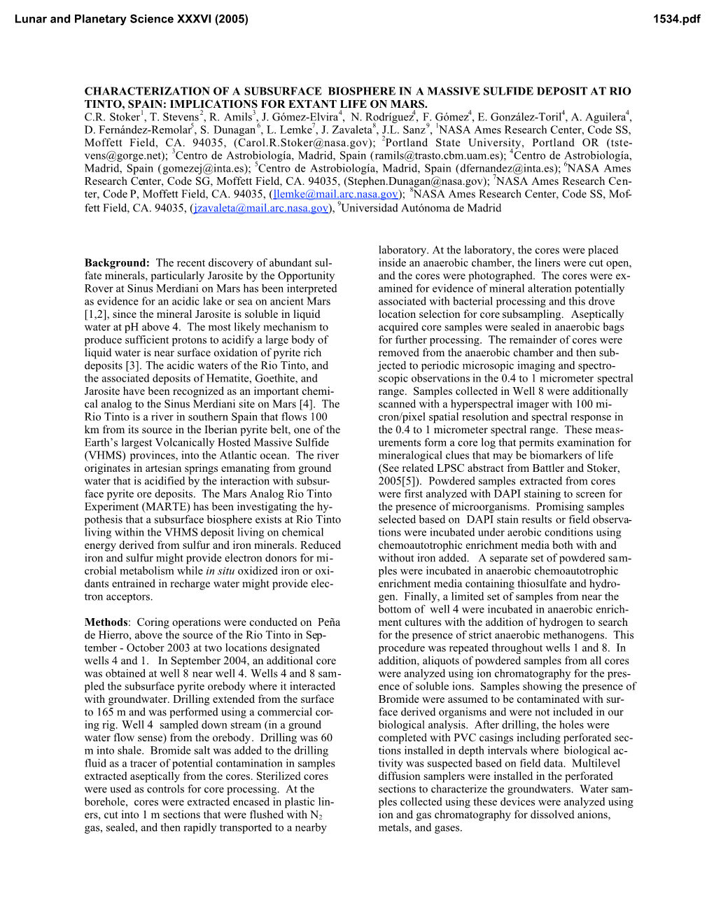 Characterization of a Subsurface Biosphere in a Massive Sulfide Deposit at Rio Tinto, Spain: Implications for Extant Life on Mars