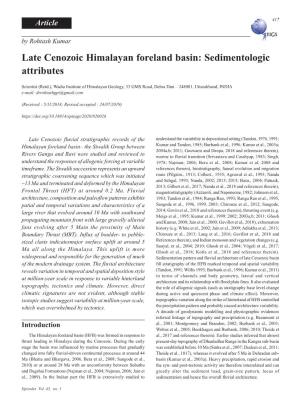 Late Cenozoic Himalayan Foreland Basin: Sedimentologic Attributes