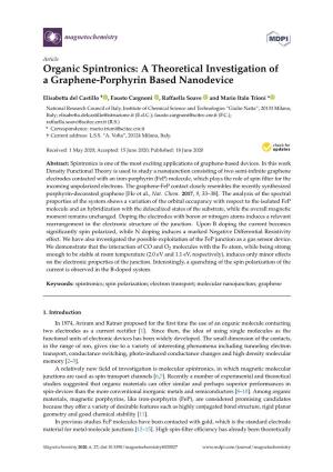 Organic Spintronics: a Theoretical Investigation of a Graphene-Porphyrin Based Nanodevice