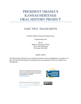 President Obama's Kansas Heritage Oral History Project
