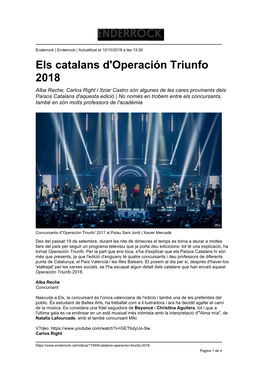 Els Catalans D'operación Triunfo 2018