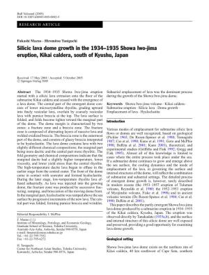 Silicic Lava Dome Growth in the 1934–1935 Showa Iwo-Jima Eruption, Kikai Caldera, South of Kyushu, Japan