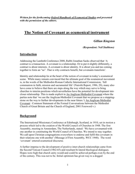 The Notion of Covenant As Ecumenical Instrument