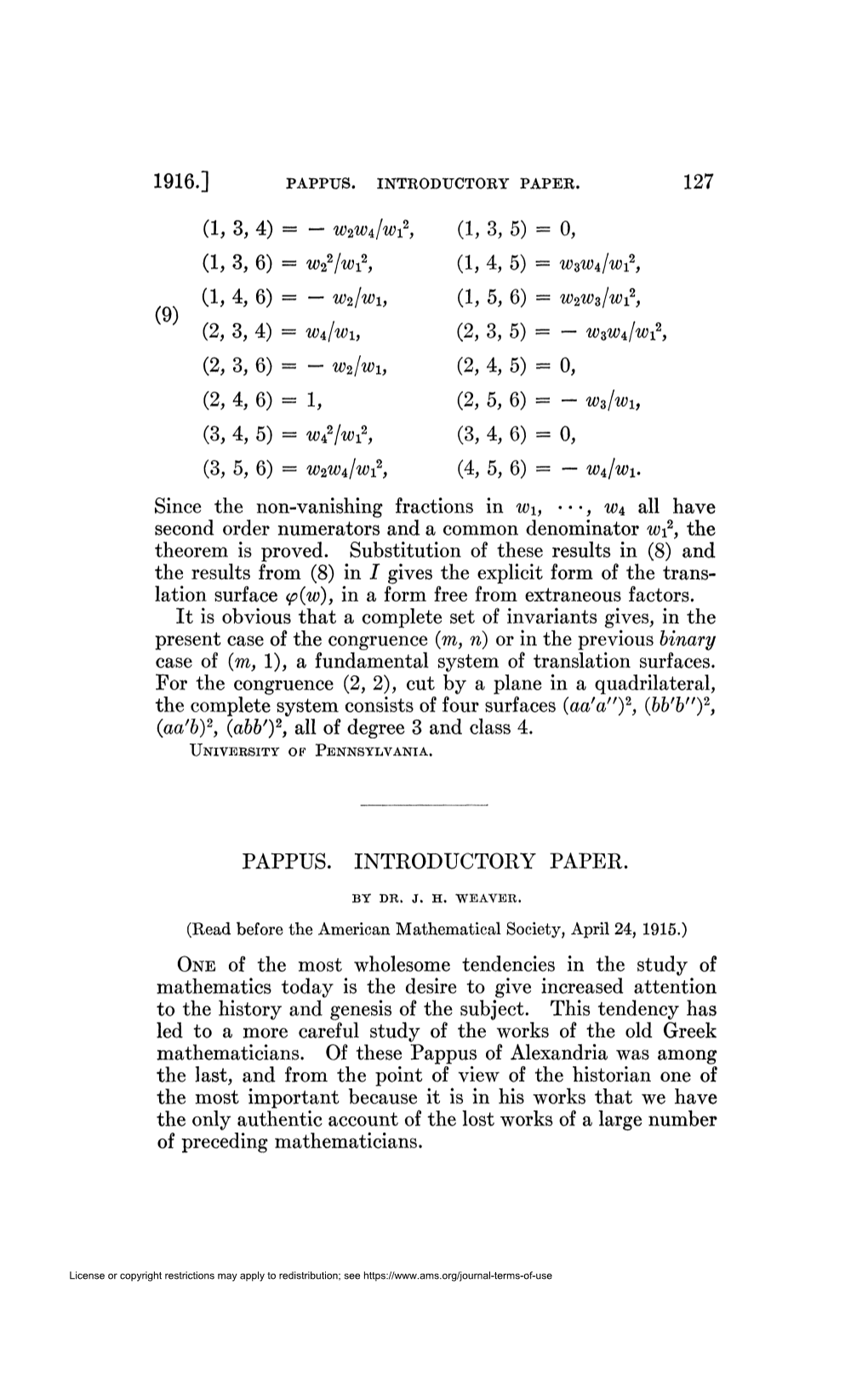 Pappus. Introductory Paper. 127