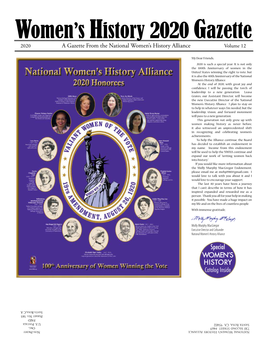 2020 Gazette 2020 a Gazette from the National Women’S History Alliance Volume 12