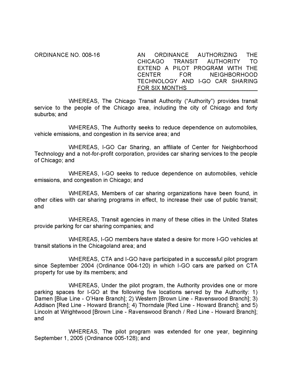 Ordinance No. 008-16 an Ordinance Authorizing The