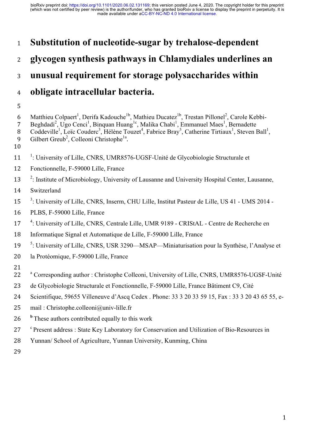 Substitution of Nucleotide-Sugar by Trehalose-Dependent Glycogen