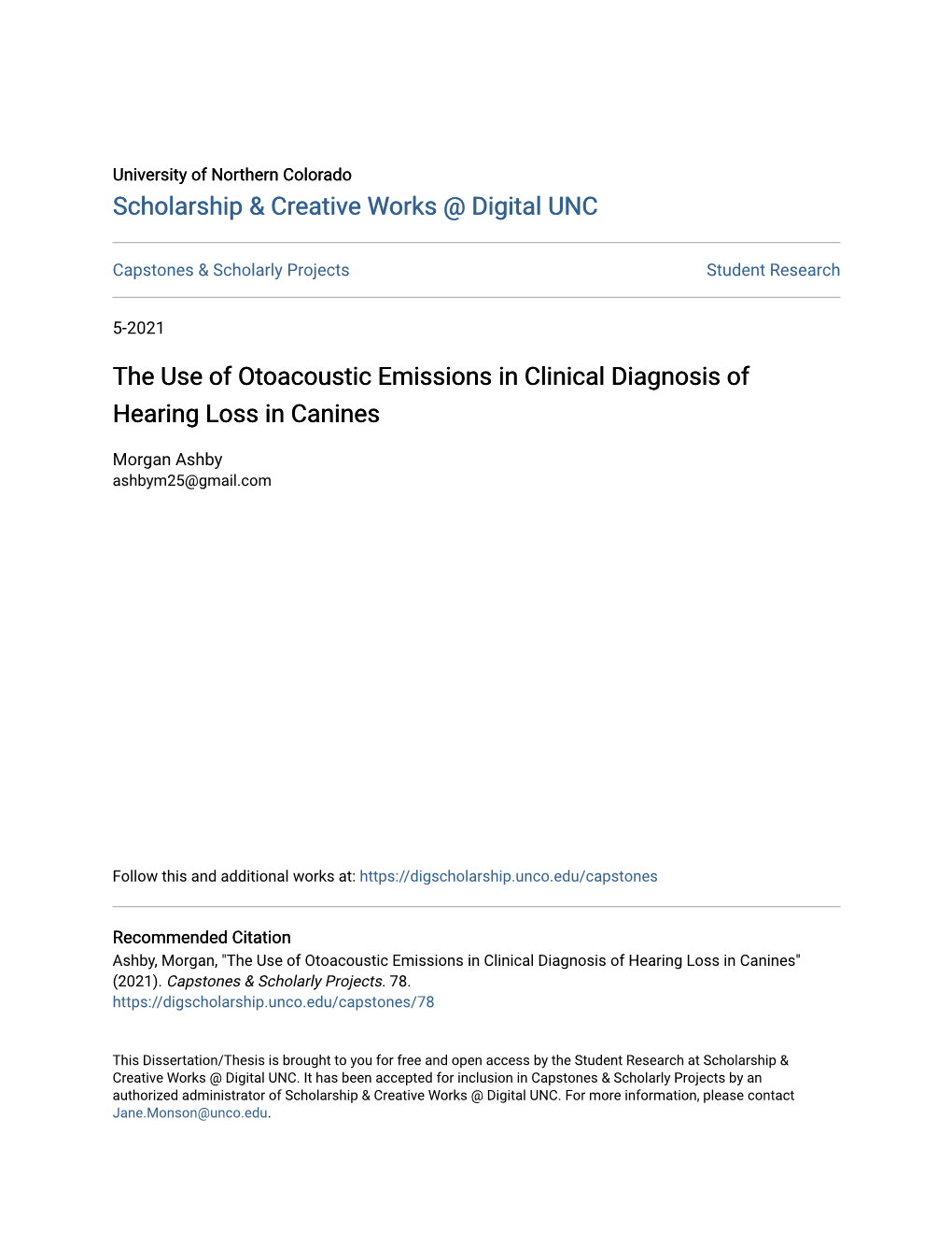 The Use of Otoacoustic Emissions in Clinical Diagnosis of Hearing Loss in Canines