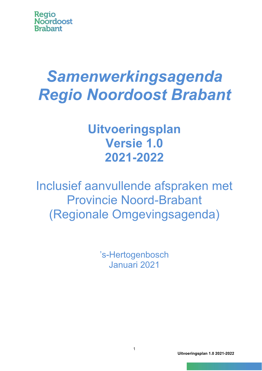 Uitvoeringsplan 1.0 2021-2022