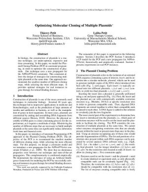 Optimizing Molecular Cloning of Multiple Plasmids⇤
