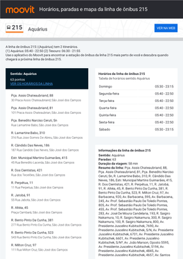 Horários, Paradas E Mapa Da Linha De Ônibus 215