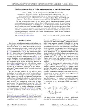 Student Understanding of Taylor Series Expansions in Statistical Mechanics
