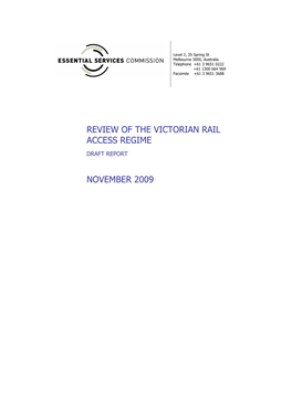 Review of the Victorian Rail Access Regime November 2009