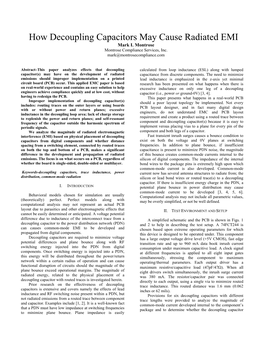 How Decoupling Capacitors May Cause Radiated EMI Mark I