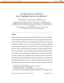 The Microstructure of Polar Ice. Part I: Highlights from Ice Core Research$