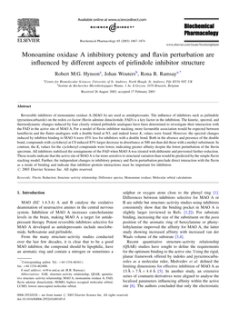 Monoamine Oxidase a Inhibitory Potency and Flavin