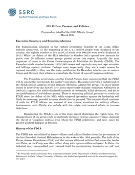 FDLR: Past, Present, and Policies Prepared on Behalf of the DRC