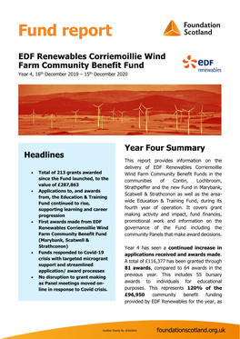 EDF Renewables Corriemoillie Wind Farm Community Benefit Fund Year 4, 16Th December 2019 – 15Th December 2020