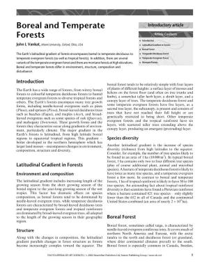 Boreal and Temperate Forests Differ in Environment, Structure, Composition and Disturbance