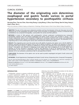 The Diameter of the Originating Vein Determines Esophageal and Gastric Fundic Varices in Portal Hypertension Secondary to Posthepatitic Cirrhosis