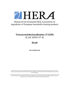 Tetraacetylethylenediamine (TAED) (CAS 10543-57-4) Draft