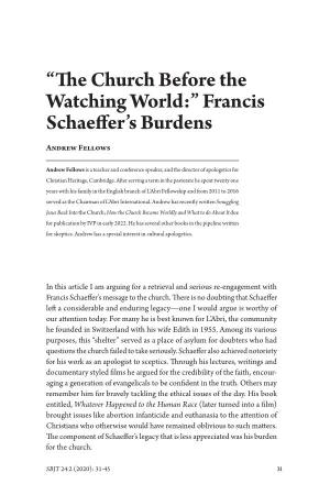 Francis Schaeffer's Burdens