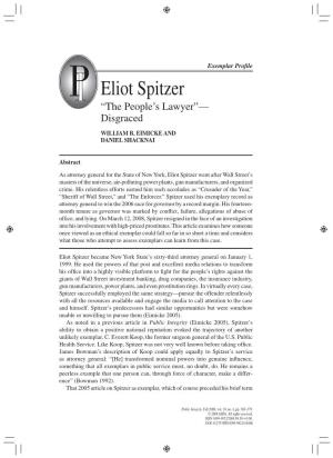 Eliot Spitzer “The People’S Lawyer”— Disgraced