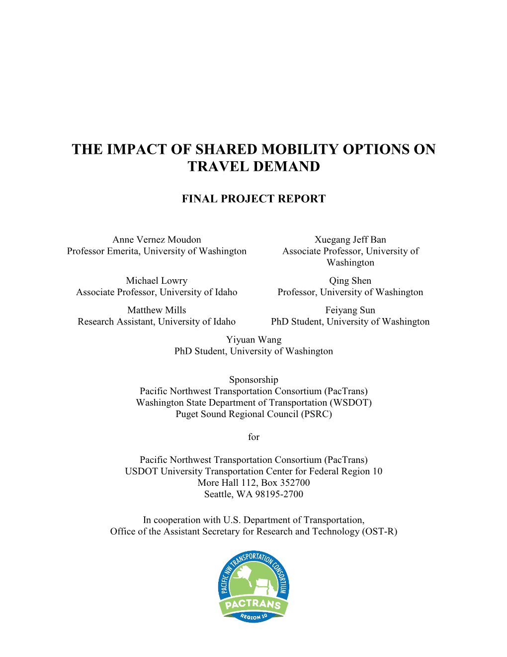 Final Report Research and Innovative Technology Administration 14