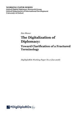 The Digitalization of Diplomacy: Toward Clarification of a Fractured Terminology