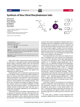 Synthesis of New Chiral Diaryliodonium Salts