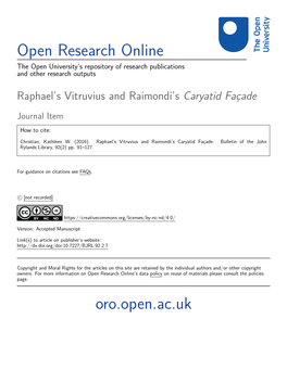 Raphael's Vitruvius and Raimondi's Caryatid Façade
