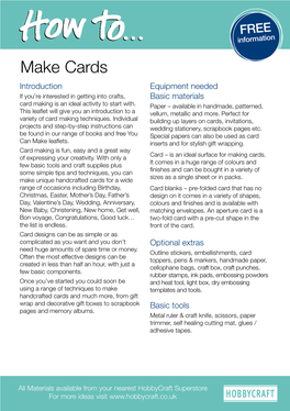 Make Cards Introduction Equipment Needed If You’Re Interested in Getting Into Crafts, Basic Materials Card Making Is an Ideal Activity to Start With