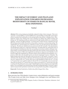 The Impact of Forest and Peatland Exploitation Towards Decreasing Biodiversity of Fishes in Rangau River, Riau-Indonesia