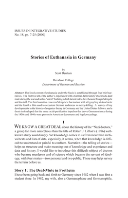 Stories of Euthanasia in Germany