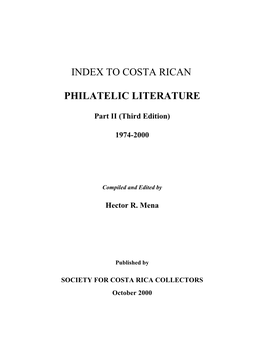 Index to Costa Rican Philatelic Literature.Ox