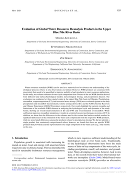 Evaluation of Global Water Resources Reanalysis Products in the Upper Blue Nile River Basin