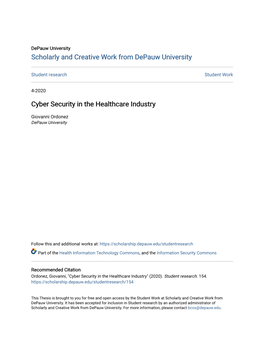 Cyber Security in the Healthcare Industry