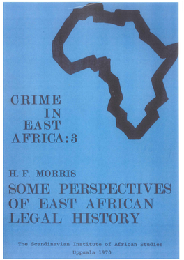 Some Perspectives of East African Legal History