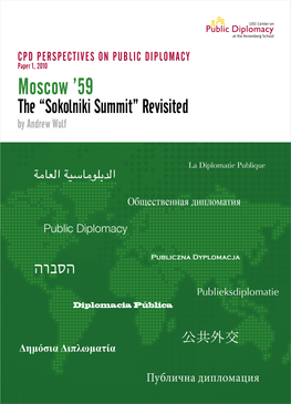 Moscow '59: the Sokolniki Summit Revisited