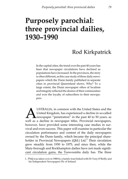 Three Provincial Dailies, 1930–1990