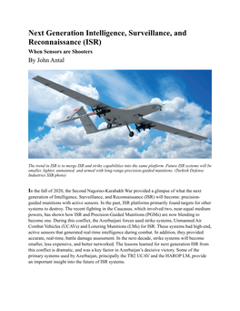 Intelligence, Surveillance, and Reconnaissance (ISR) When Sensors Are Shooters by John Antal