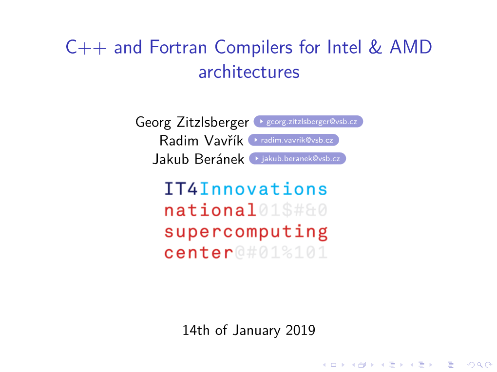 C++ and Fortran Compilers for Intel & AMD Architectures