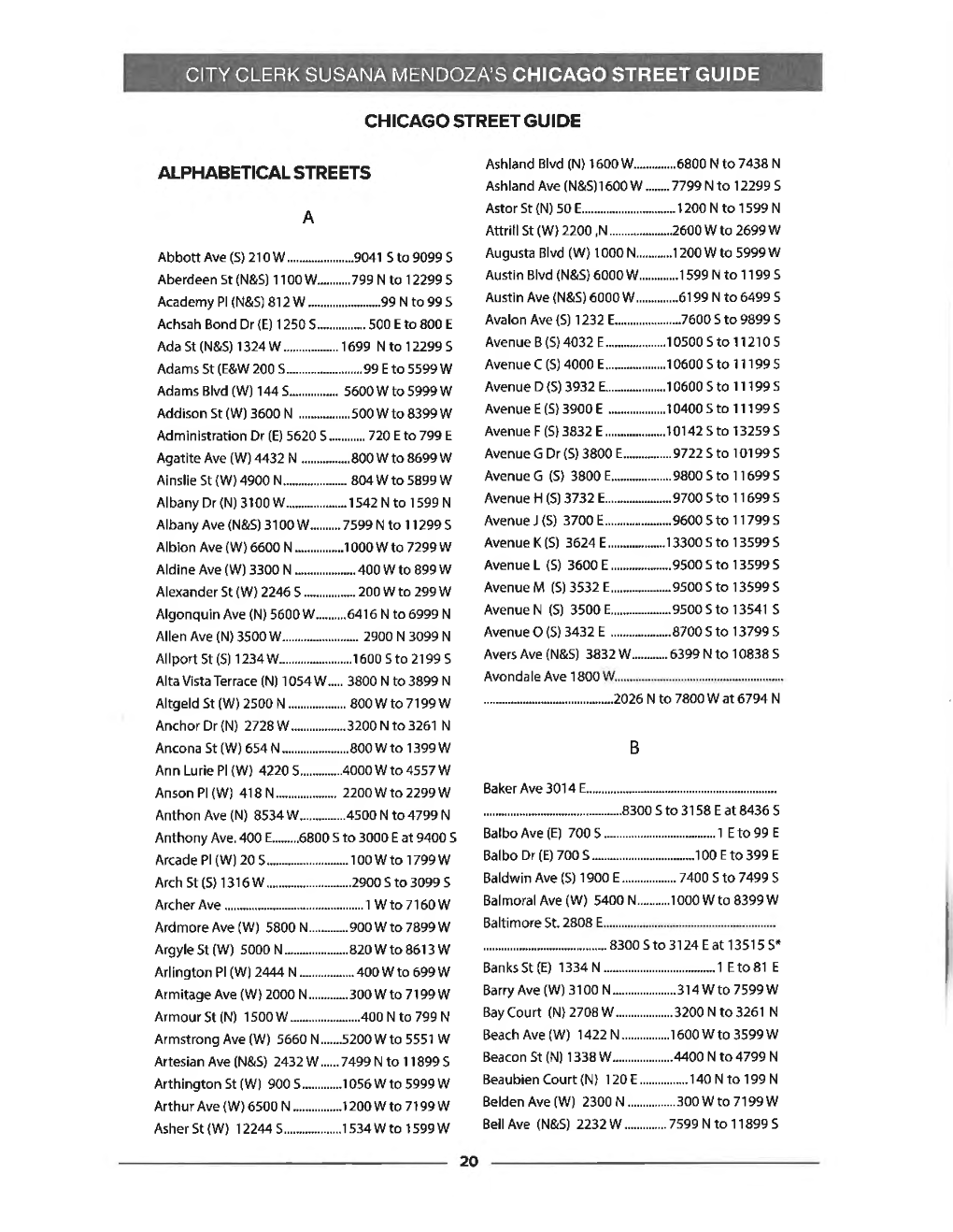 City Clerk Susana Mendoza's Chicago Street Guide